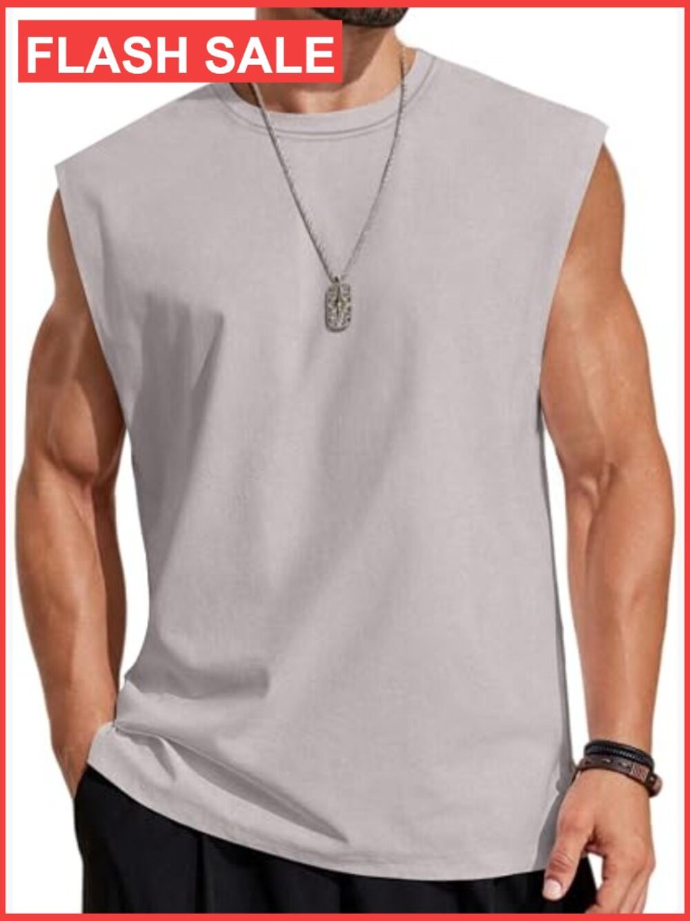 Men's Cotton Athletic Tank Top Sleeveless Gym Muscle Tee Loose Fit